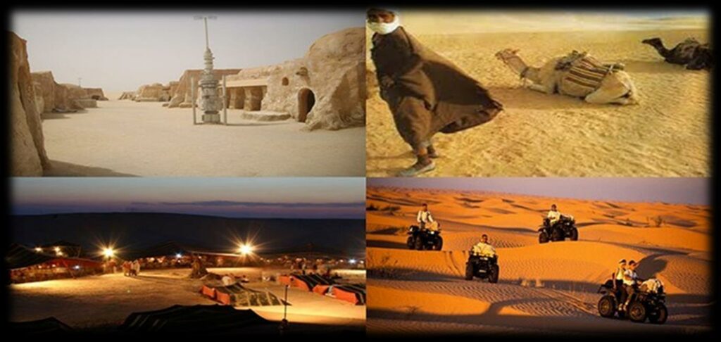 Southern Tunisia landscapes, Matmata and desert camp